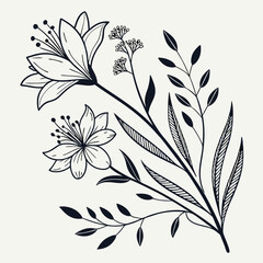 Floral design line art