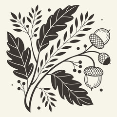Floral design with oak leaves and acorns