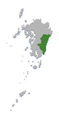 ハニカム構造状の宮崎県の地図