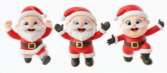 Animated Santa Claus characters celebrating joyful Christmas season merriment