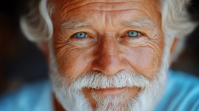 Close-up portrait of a senior man with a kind expression.