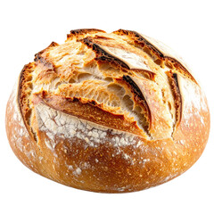 Fresh artisan bread, golden crust, perfect slice, homemade bakery, wholesome food.