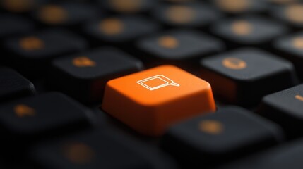 Vivid orange keyboard key with message bubble icon offers a unique perspective
