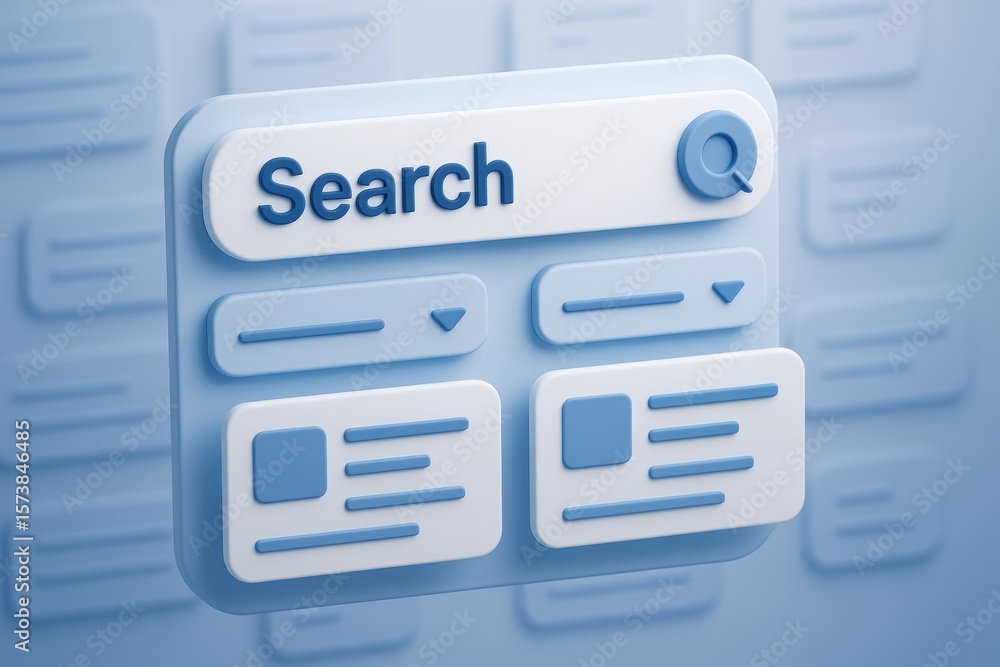 Poster digital search icon: a sleek digital search icon with a magnifying glass on a search bar is placed i