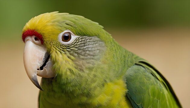 closeup of a green parakeet