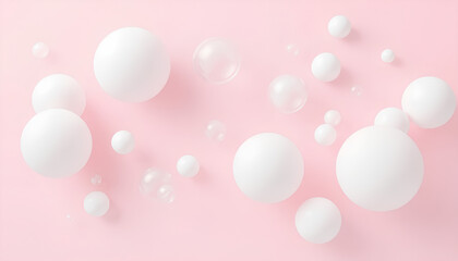3D pastel puffy bubbles floating on a soft pink background, dreamy and whimsical style, Gen Z aesthetic 2