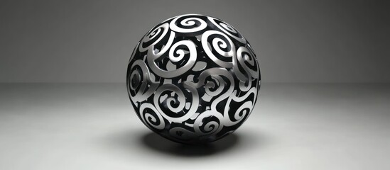 Intricate Spherical Ornament: A Symphony of Metallic Swirls in a Harmonious Design