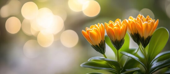 Radiant Trio of Golden Blooms in Soft Light, Delicate Floral Impression