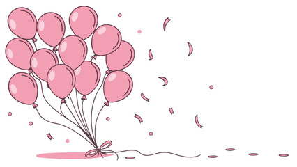 Pink balloons party celebration vector graphic for birthday wedding baby shower and other special occasions