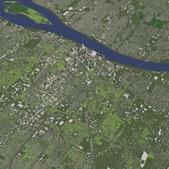 Naklejka premium 3D illustration of city and urban in Detroit USA