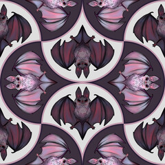 Unique seamless bat pattern design suitable for textiles and wallpapers.