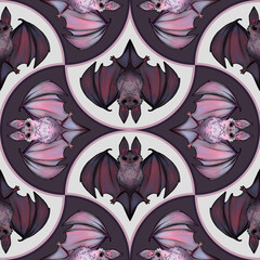 Unique seamless bat pattern design suitable for textiles and wallpapers. PNG
