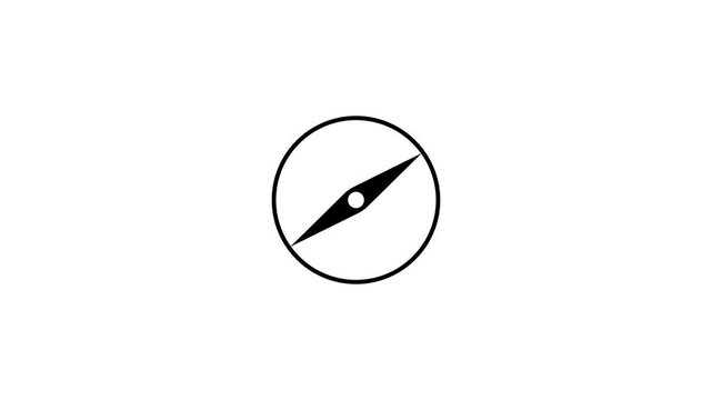 Simple compass icon represents navigation on a white background .video animation .