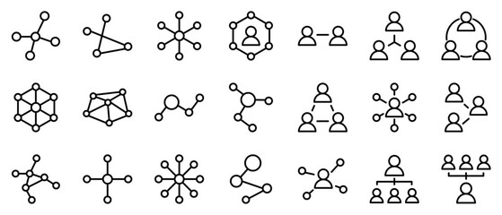 ネットワーク　アイコン　繋がり　繋がる　人　ビジネス　黒　線画　セット