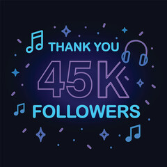 Fototapeta premium Thank You for 45K Followers Social Media Celebration Graphic