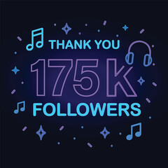 Thank You for 175K Followers Social Media Celebration Graphic