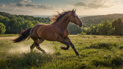 Obraz premium Celebrate World Horse Day with stunning AI-generated images capturing the beauty, freedom, and companionship of horses in natural and rural landscapes.