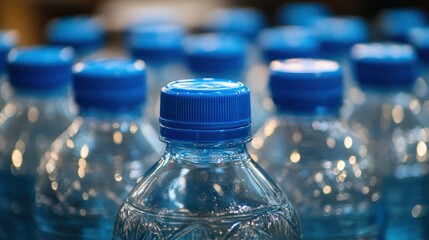 Bottled water array, a refreshing display of hydration resource in purity