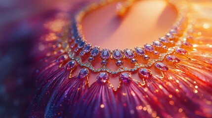 Exquisite jeweled necklace adorned with radiant purple gemstones artwork