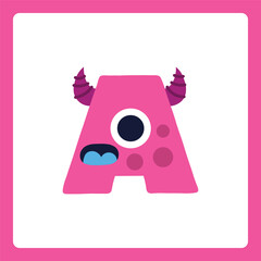Alphabet shapes A cartoon monster