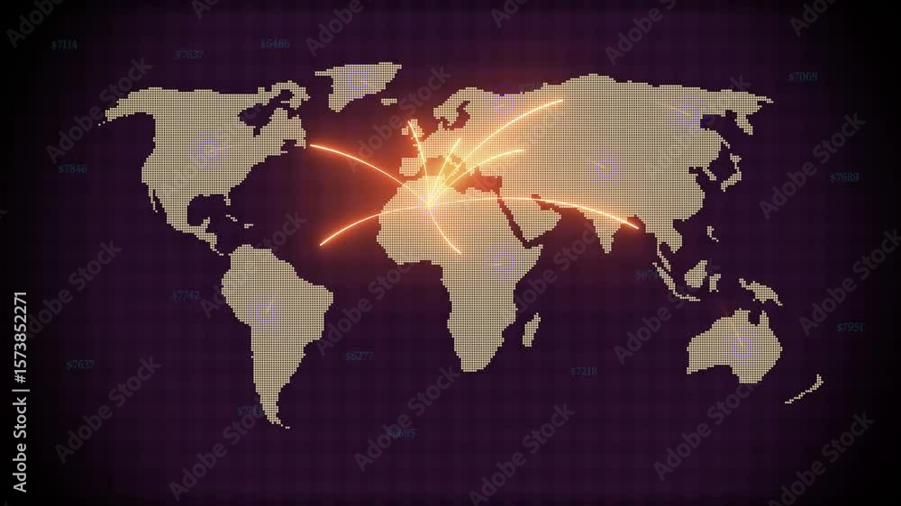Poster world map with global technology or social connection network. tech earth globalization in hd animat