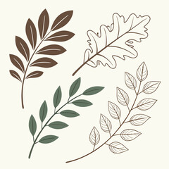 Obraz premium Four stylized leaves illustration