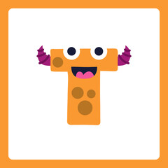 Alphabet shapes T cartoon monster