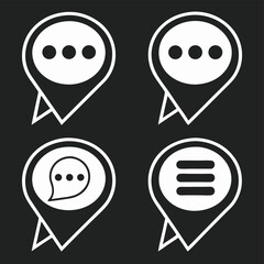 Four white graphic icons on dark background