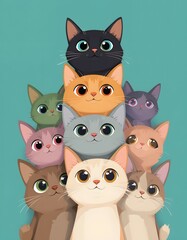 A fun collection of cute cartoon kitten and puppy head icons