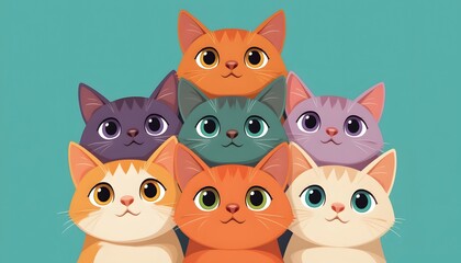 A fun vector illustration set of cartoon animals like cats, kittens