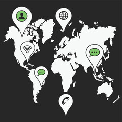 Global communication network map illustration