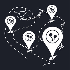 Global connections map markers