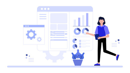 Product manager prioritizing features using MoSCoW method, flat vector illustration