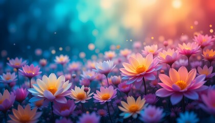 Beautiful macro closeup of a pink daisy flower in summer nature