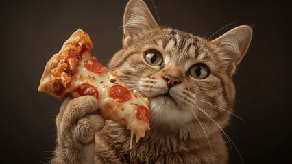 Cat with pizza