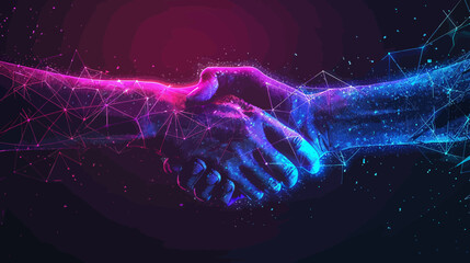 Handshake in digital futuristic style