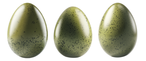 Speckled egg with natural pattern and smooth surface, isolated on white transparent background.