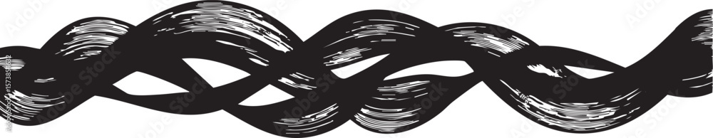 Aufkleber vector art of a dynamic black brush stroke creates a flowing, abstract pattern isolated on a transpa