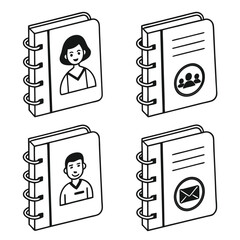 Isometric spiral bound notebooks illustration set