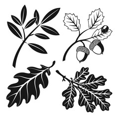Leaf and acorn silhouettes