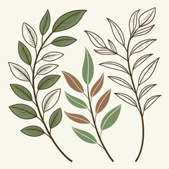 Leafy branches artistic vector illustration for nature designs