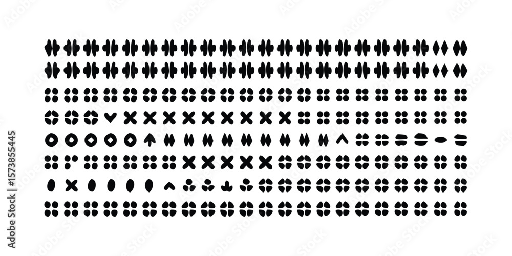 Poster abstract minimalist icon set featuring a diverse collection of simple modern elements suitable for v
