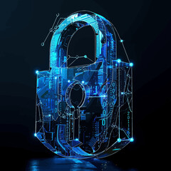 A lock in the corner made of numbers and line connections