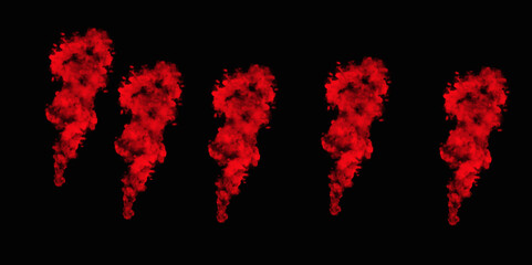 Red color powder explosion isolated on black background. Colorful dust explode. Paint Holi, dust particles splash. Network concept with spray. Futuristic technology element. 3D rendering.