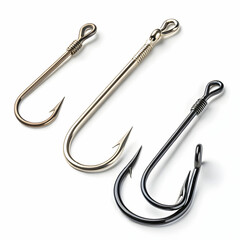 fishing hooks on a white background