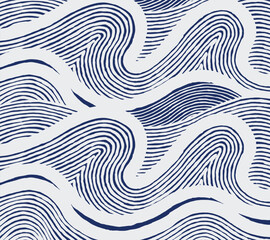 Stylized hand drawn wave lines forming a flowing, repetitive pattern. The organic curves and rhythmic contour strokes give a calming and natural visual texture, simple Japanese style background 