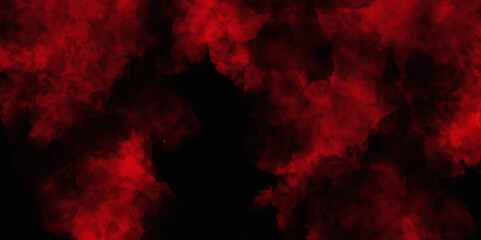 Red color powder explosion isolated on black background. Colorful dust explode. Paint Holi, dust particles splash. Network concept with spray. Futuristic technology element. 3D rendering.