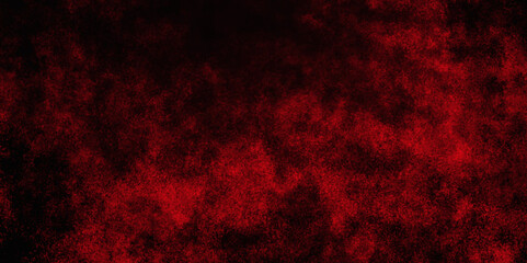 Red color powder explosion isolated on black background. Colorful dust explode. Paint Holi, dust particles splash. Network concept with spray. Futuristic technology element. 3D rendering.