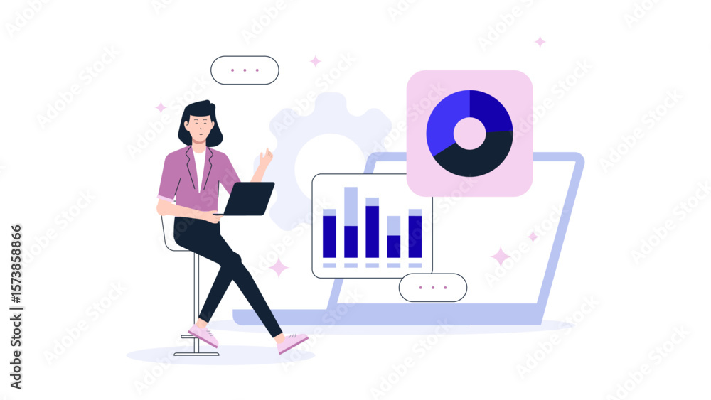 Wall mural product manager planning api integration launch flat vector illustration