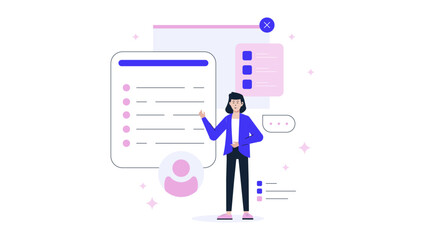 HR manager creating offer letters for new hires flat vector illustration